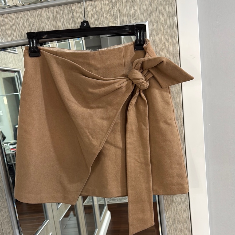 Women's Tan Wrap Skirt with Side Tie